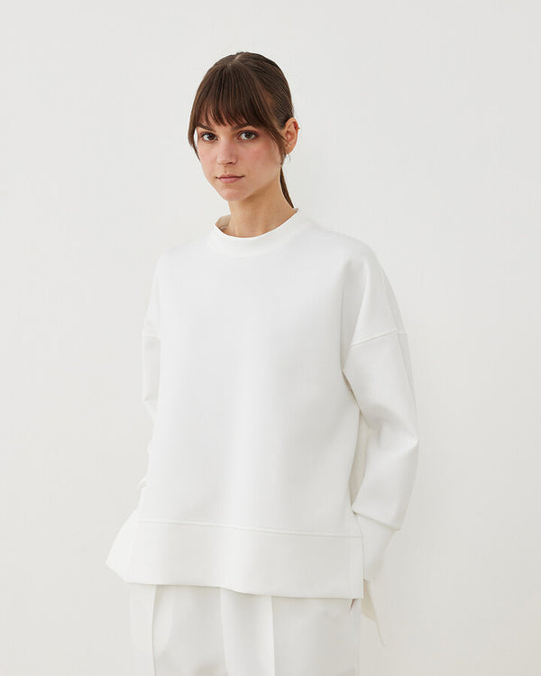 Scuba Side-Slit Sweatshirt Ecru