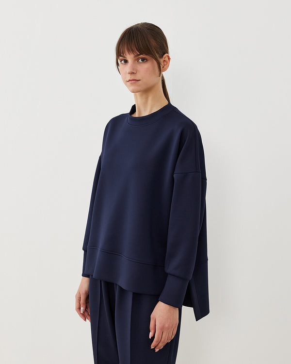 Scuba Side-Slit Sweatshirt Navy Blue