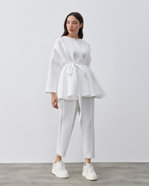 Puff Flounce Dove Jacket in White